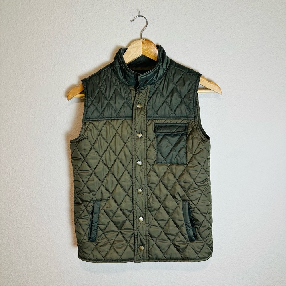 Janie & Jack Boys Green Quilted Vest Size 10-12 - Picture 2 of 7